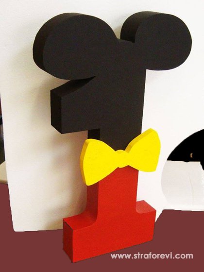 Mickey Mouse Temalı Strafor 1 Rakamı